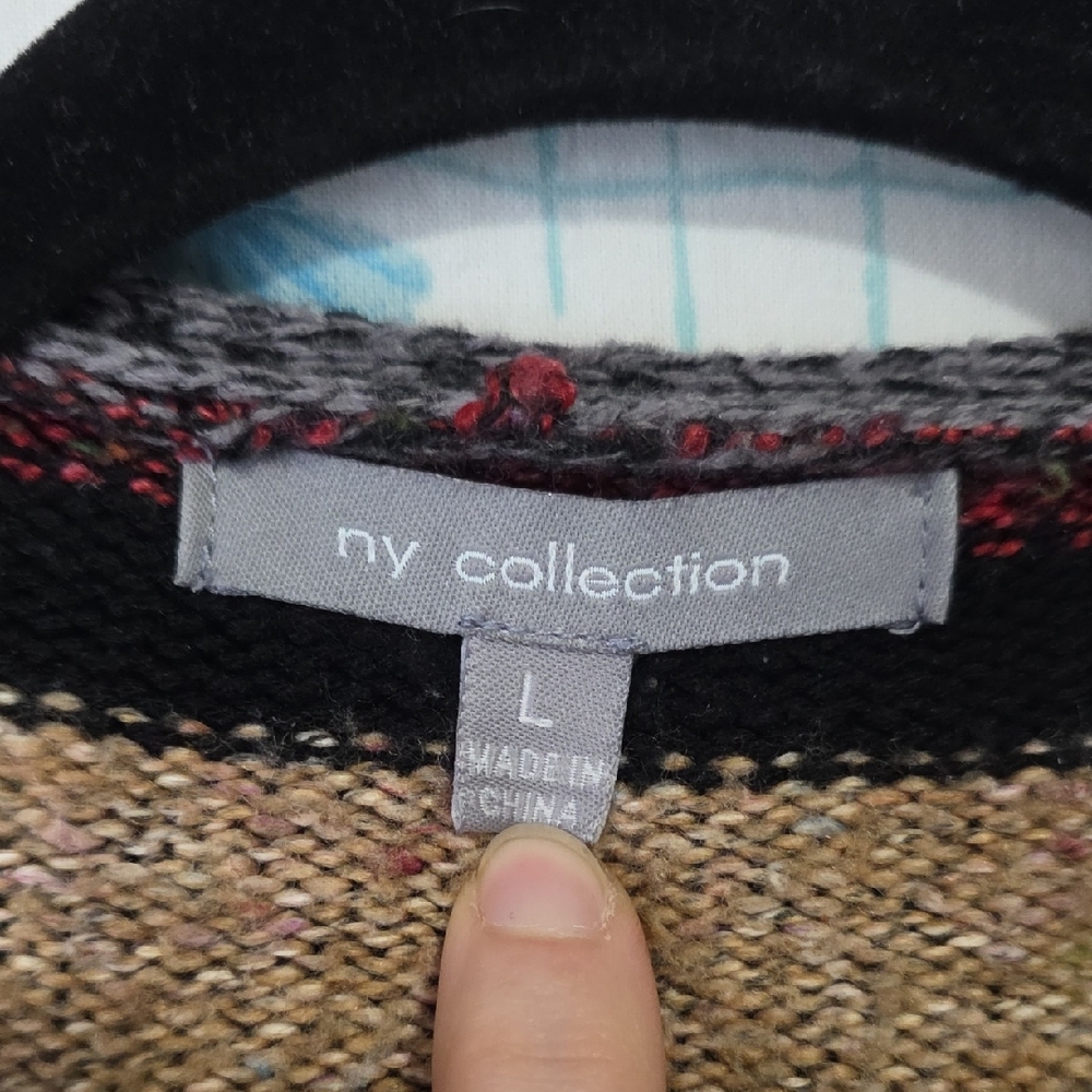 NY Collection Multicolor Striped Ruffle Cardigan - Picture 2 of 3
